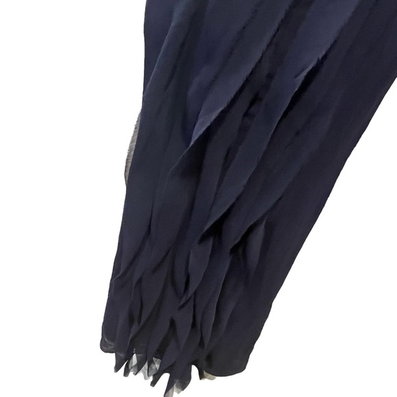 White by Vera Wang Navy Bridesmaid One Shoulder Chiffon Dress Style VW360274 - Picture 7 of 13